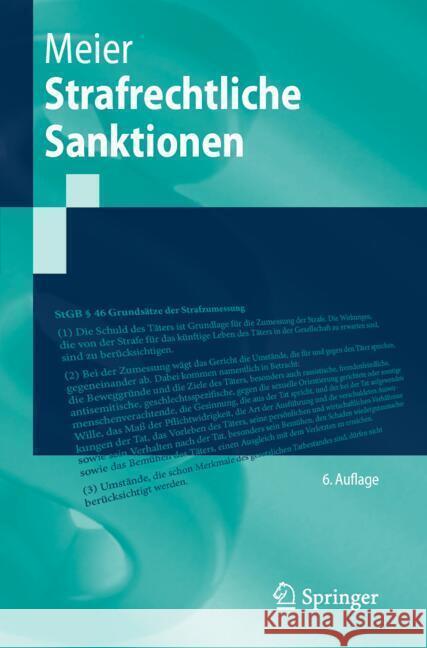 Strafrechtliche Sanktionen Bernd-Dieter Meier 9783662704974