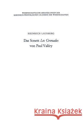 Das Sonett Les Grenades Von Paul Valéry Lausberg, Heinrich 9783663000037 Vs Verlag Fur Sozialwissenschaften