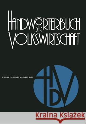 Handwörterbuch Der Volkswirtschaft Rettig, Rolf 9783663000754 Gabler Verlag