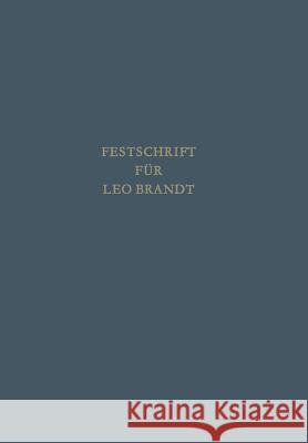 Festschrift Für Leo Brandt Zum 60. Geburtstag Meixner, Josef 9783663005254 Vs Verlag Fur Sozialwissenschaften