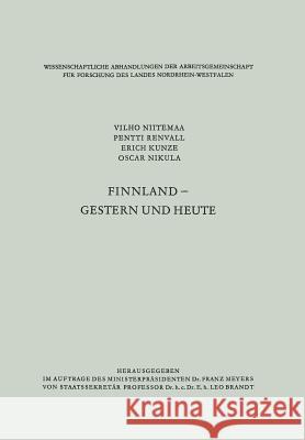 Finnland -- Gestern Und Heute Vilho Niitemaa 9783663005322 Vs Verlag Fur Sozialwissenschaften