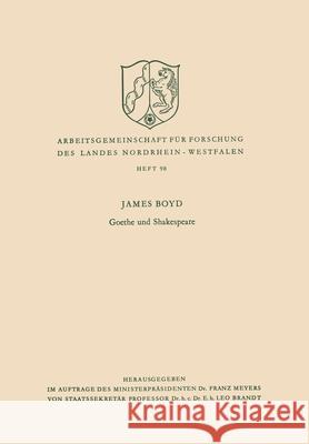 Goethe und Shakespeare James Boyd 9783663006015 Vs Verlag Fur Sozialwissenschaften