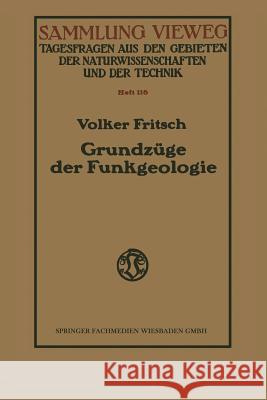 Grundzüge Der Funkgeologie Fritsch, Volker 9783663006329 Vieweg+teubner Verlag