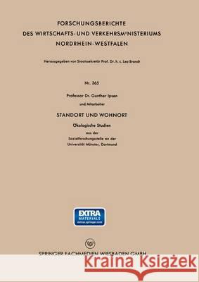 Standort Und Wohnort Abteilung Professor Dr Gunther Ipsen 9783663010142 Vs Verlag Fur Sozialwissenschaften