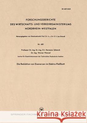 Die Reduktion Von Eisenerzen Im Elektro-Fließbett Schenck, Hermann 9783663034681