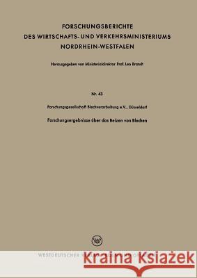 Forschungsergebnisse Über Das Beizen Von Blechen Forschungsgesellschaft Blechverarbeitung 9783663036531 Springer