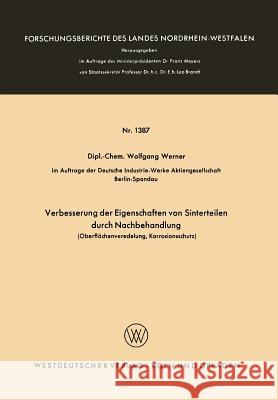 Verbesserung Der Eigenschaften Von Sinterteilen Durch Nachbehandlung: Oberflächenveredelung, Korrosionsschutz Werner, Wolfgang 9783663039600