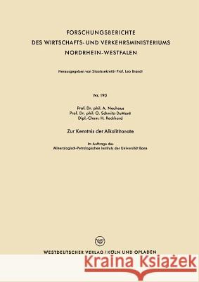 Zur Kenntnis Der Alkalititanate Alfred Neuhaus 9783663040422