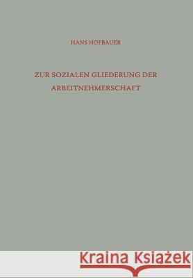 Zur Sozialen Gliederung Der Arbeitnehmerschaft: Arbeiter Und Angestellte in Der Gesellschaftshierarchie Hofbauer, Hans 9783663040668 Vs Verlag Fur Sozialwissenschaften