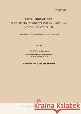 Rationalisierung Und Steuersystem Gunter Schmolders 9783663041085