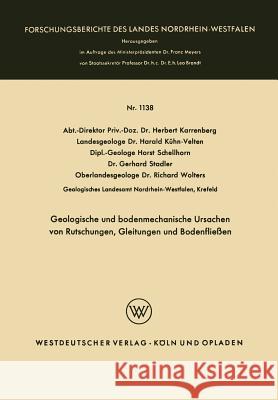 Geologische Und Bodenmechanische Ursachen Von Rutschungen, Gleitungen Und Bodenfließen Karrenberg, Herbert 9783663063254 Springer