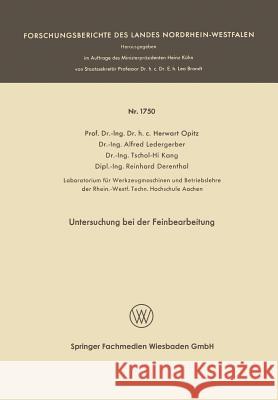 Untersuchung Bei Der Feinbearbeitung Herwart Optiz 9783663064497 Vs Verlag Fur Sozialwissenschaften