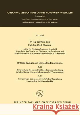 Untersuchungen an Schneidenden Zangen Eginhard Barz 9783663064992 Vs Verlag Fur Sozialwissenschaften