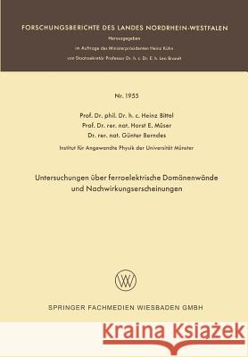 Untersuchungen Über Ferroelektrische Domänenwände Und Nachwirkungserscheinungen Bittel, Heinz 9783663065715