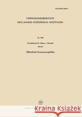 Öffentliche Finanzierungshilfen Wysocki 9783663066262 Vs Verlag Fur Sozialwissenschaften