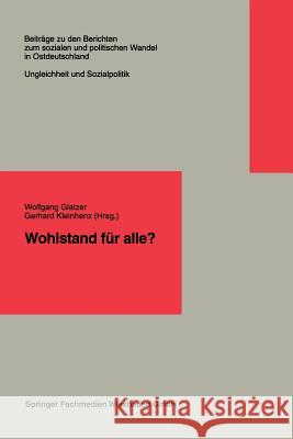 Wohlstand Für Alle? Glatzer, Wolfgang 9783663118800 Vs Verlag Fur Sozialwissenschaften