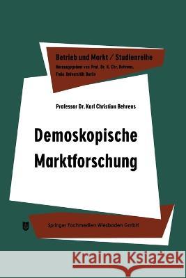 Demoskopische Marktforschung Karl Christian Behrens 9783663127116