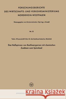 Das Naßspinnen Von Bastfasergarnen Mit Chemischen Zusätzen Zum Spinnbad Brandt, L. 9783663128359