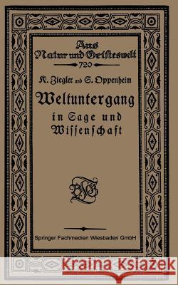 Weltuntergang in Sage Und Wissenschaft Ziegler, Konrat 9783663151913