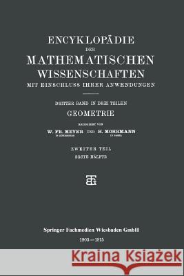 Geometrie H. Mohrmann W. Fr Meyer 9783663154600 Vieweg+teubner Verlag