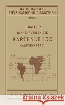 Einführung in Die Kartenlehre Balser, L. 9783663154723 Vieweg+teubner Verlag