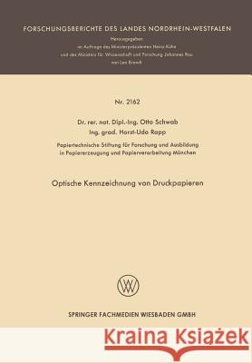 Optische Kennzeichnung Von Druckpapieren Otto Schwab 9783663200383 Vs Verlag Fur Sozialwissenschaften