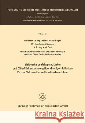 Elektrische Leitfähigkeit, Dichte Und Oberflächenspannung Fluoridhaltiger Schlakken Für Das Elektroschlacke-Umschmelzverfahren Winterhager, Helmut 9783663200437 Vs Verlag Fur Sozialwissenschaften