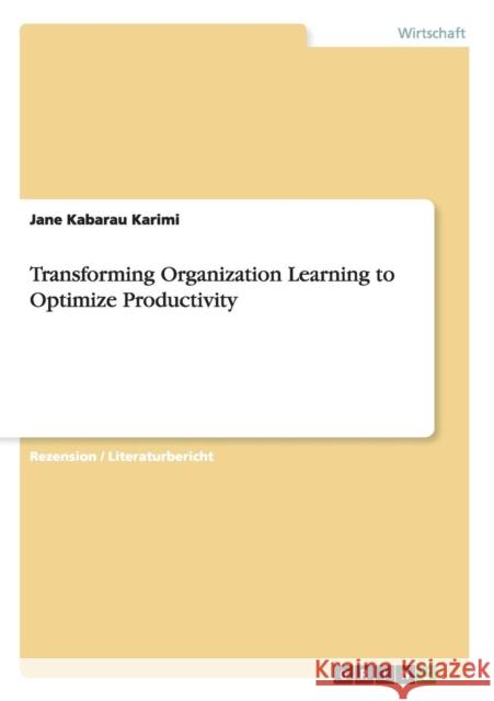 Transforming Organization Learning to Optimize Productivity Jane Kabara 9783668057678 Grin Verlag