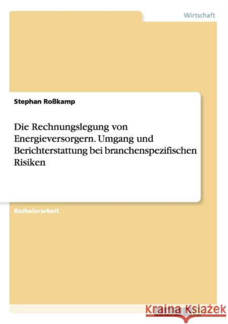 Die Rechnungslegung von Energieversorgern. Umgang und Berichterstattung bei branchenspezifischen Risiken Stephan Rosskamp 9783668208216