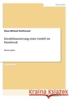 Kreditfinanzierung einer GmbH im Handwerk: Businessplan Gottfreund, Klaus Michael 9783668571297 Grin Verlag