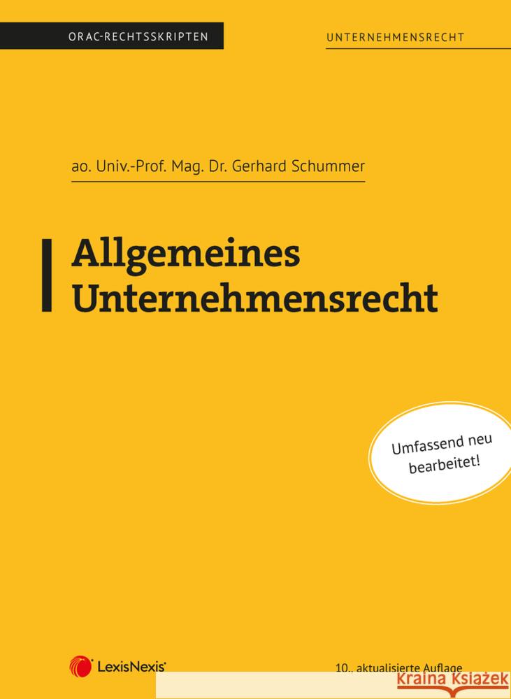 Allgemeines Unternehmensrecht Schummer, Gerhard 9783700778547