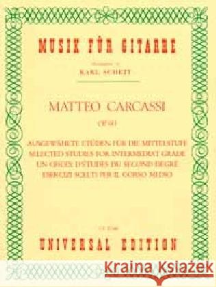 Ausgewählte Etüden für die Mittelstufe op. 60 für Gitarre Carcassi, Matteo 9783702430634