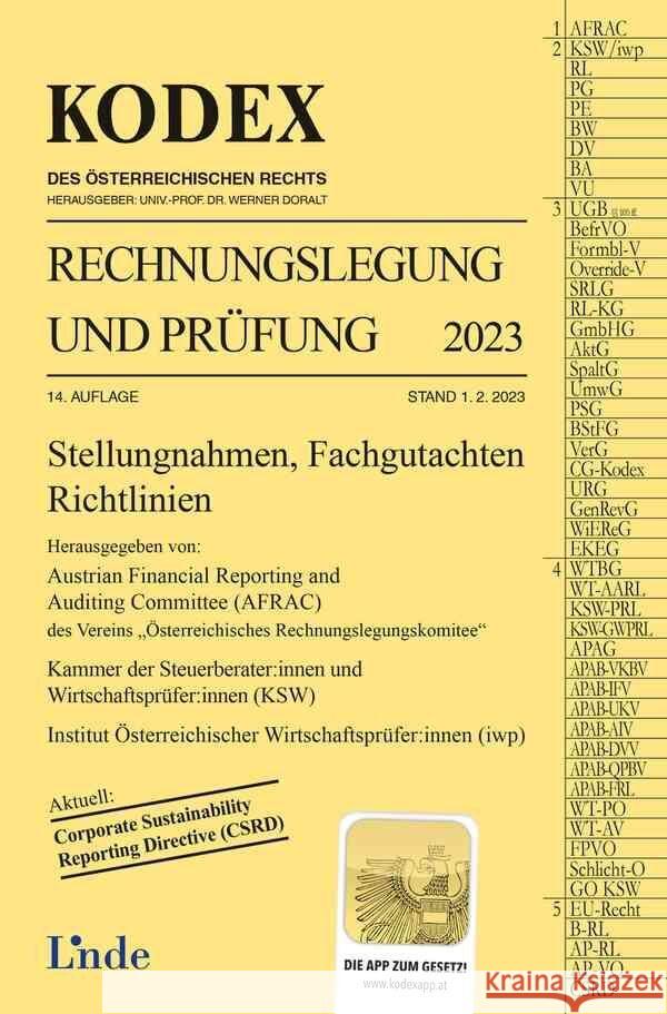 KODEX Rechnungslegung und Prüfung 2023 Gedlicka, Werner, Knotek, Markus, Bakel-Auer, Katharina 9783707347494 Linde, Wien