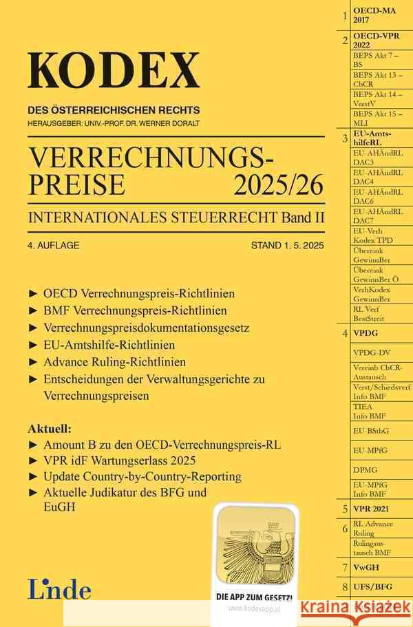 KODEX Verrechnungspreise 2025/26 Macho, Roland 9783707352702 Linde, Wien