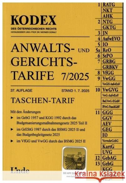 KODEX Anwalts- und Gerichtstarife 7/2025 Dokalik, Dietmar 9783707353082