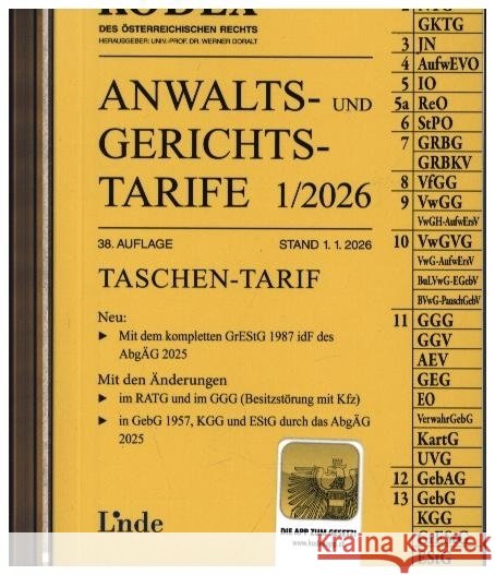 KODEX Anwalts- und Gerichtstarife 1/2026 Dokalik, Dietmar 9783707354652