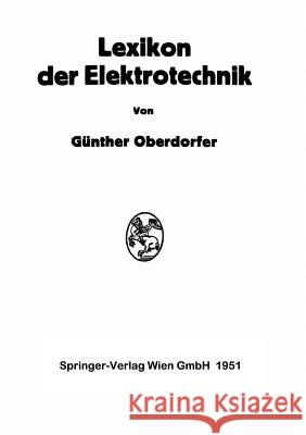 Lexikon Der Elektrotechnik Gunther Oberdorfer 9783709134658 Springer