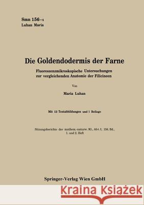 Die Goldendodermis Der Farne: Fluoreszenzmikroskopische Untersuchungen Zur Vergleichenden Anatomie Der Filicineen Luhan, Maria 9783709135754 Springer