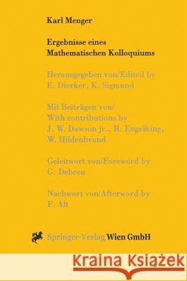 Karl Menger, Ergebnisse Eines Mathematischen Kolloquiums Dierker, Egbert 9783709173305