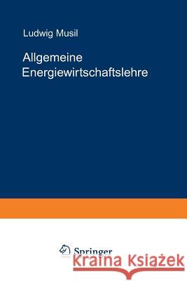 Allgemeine Energiewirtschaftslehre Ludwig Musil 9783709179826