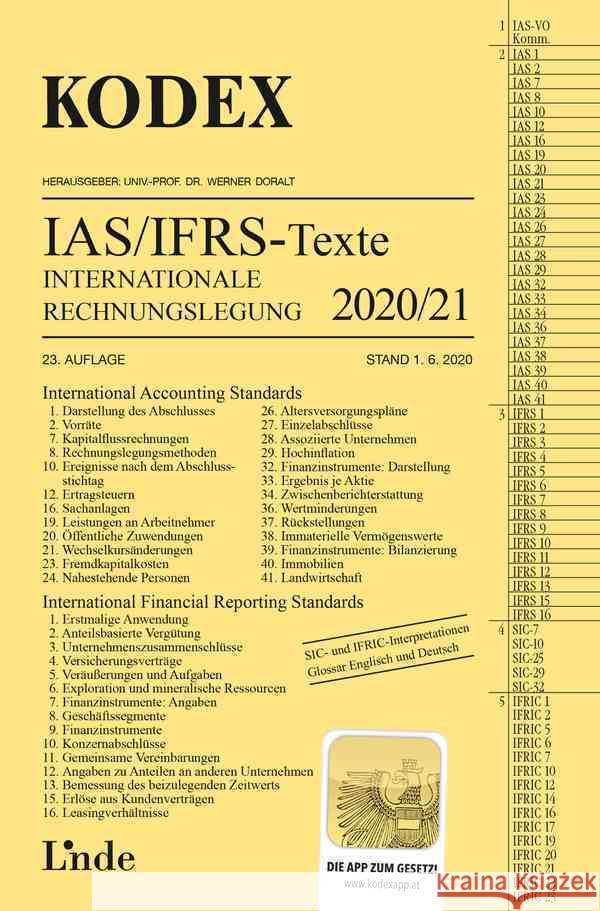 KODEX Internationale Rechnungslegung IAS/IFRS - Texte 2020/21 Wagenhofer, Alfred 9783714303452 Linde, Wien