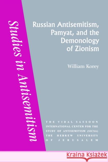 Russian Antisemitism Pamyat/de Corey 9783718657421 University of Toronto Press