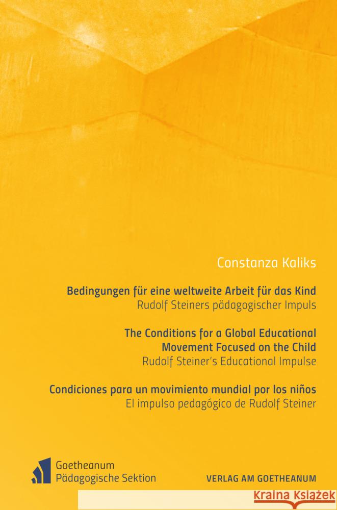 Bedingungen für eine weltweite Arbeit für das Kind Kaliks, Constanza 9783723518250