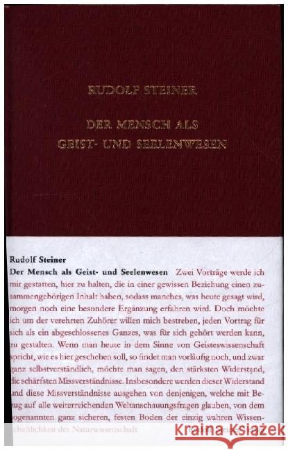Der Mensch als Geist- und Seelenwesen Steiner, Rudolf 9783727407154 Rudolf Steiner Verlag