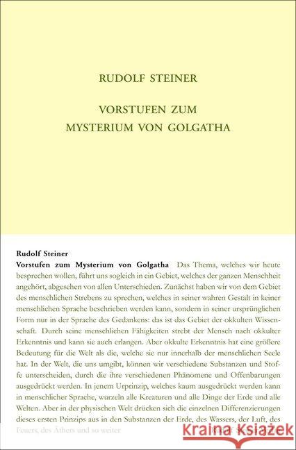 Vorstufen zum Mysterium von Golgatha : Zehn Einzelvorträge in verschiedenen Städten 1913/1914 Steiner, Rudolf 9783727415210 Rudolf Steiner Verlag