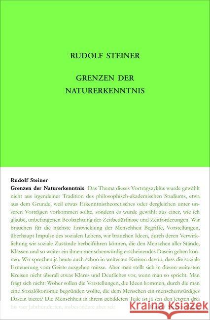 Grenzen der Naturerkenntnis : Acht Vorträge, Dornach 1920 Steiner, Rudolf 9783727432217