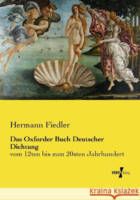 Das Oxforder Buch Deutscher Dichtung Fiedler, Hermann 9783737216838
