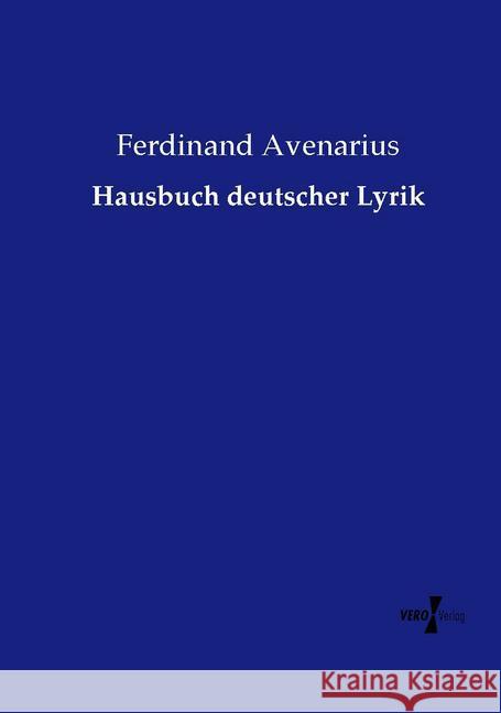 Hausbuch deutscher Lyrik Avenarius, Ferdinand 9783737220972 Vero Verlag