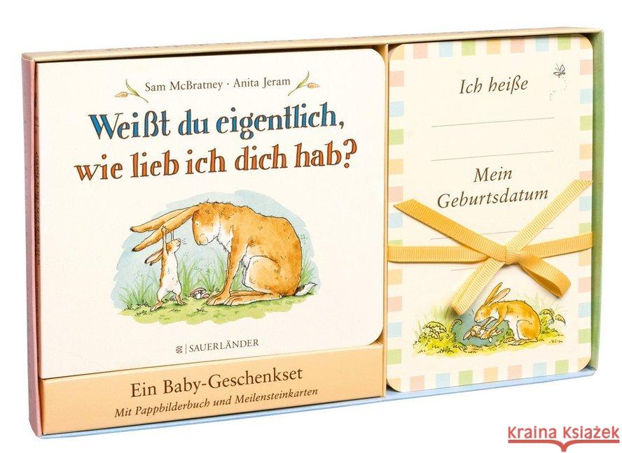 Weißt du eigentlich, wie lieb ich dich hab?, Baby-Geschenkset : Pappbilderbuch und Meilensteinkarten McBratney, Sam; Jeram, Anita 9783737355667