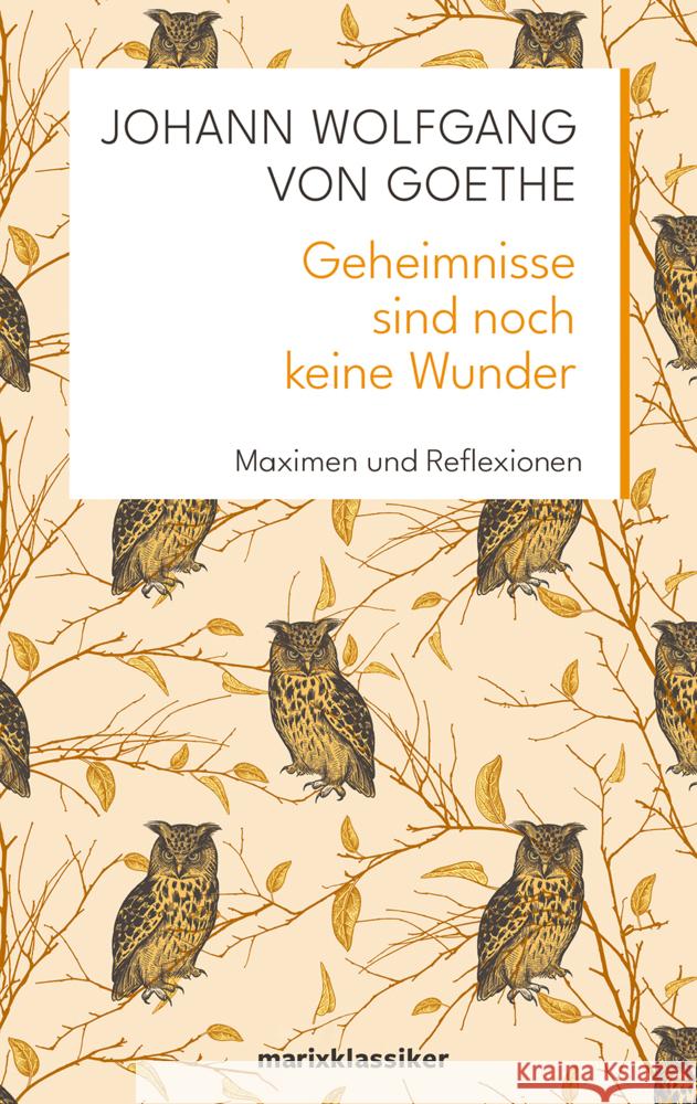 Geheimnisse sind noch keine Wunder Goethe, Johann Wolfgang von 9783737412353 Marix Verlag
